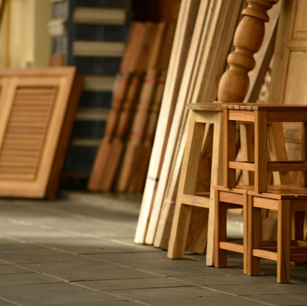 Bespoke wooden furniture components and shaker doors in workshop